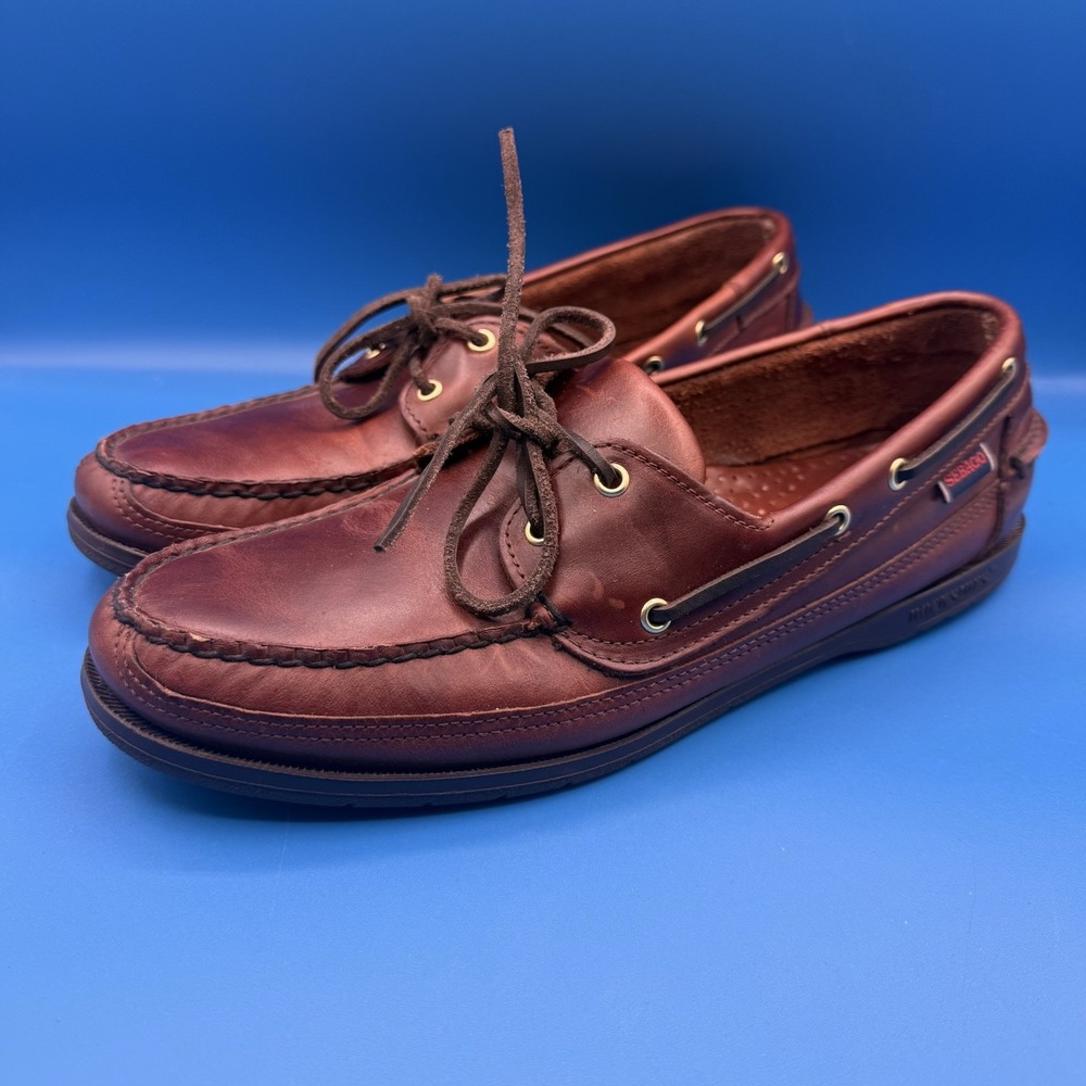 Sebago Men's Docksides Schooner Shoes Size 9.5 W Brown Leather